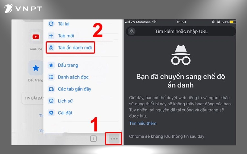 Bật chế độ ẩn danh trên Google Chrome cho điện thoại iPhone