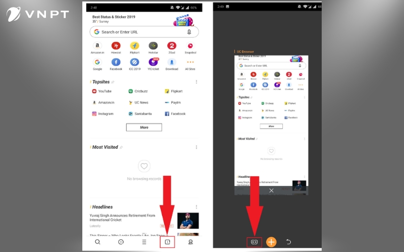 Mở tab ẩn danh bằng trình duyệt UC Browser nhanh chóng trên điện thoại Android