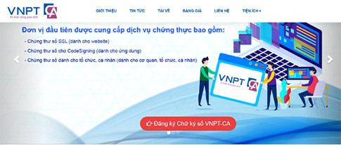 đăng ký sử dụng chữ ký số VNPT-CA ngay trên website https://vnpt-ca.vn/ 