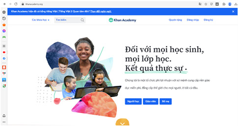 Giao diện website nền tảng học trực tuyến Khan Academy