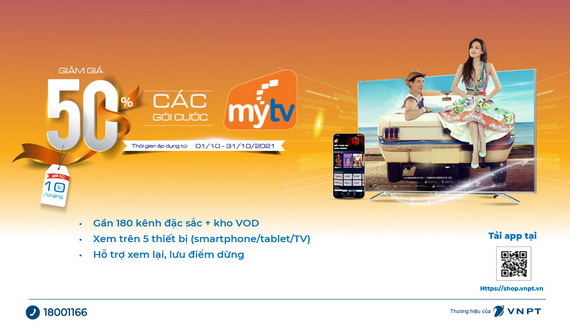 Ứng dụng MyTV siêu khuyến mại giảm giá 50%, chỉ còn từ 10.000đ/tháng