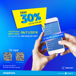  VinaPhone “phá rào” khuyến mại, tặng 30% giá trị cho thuê bao nạp thẻ qua app My VNPT