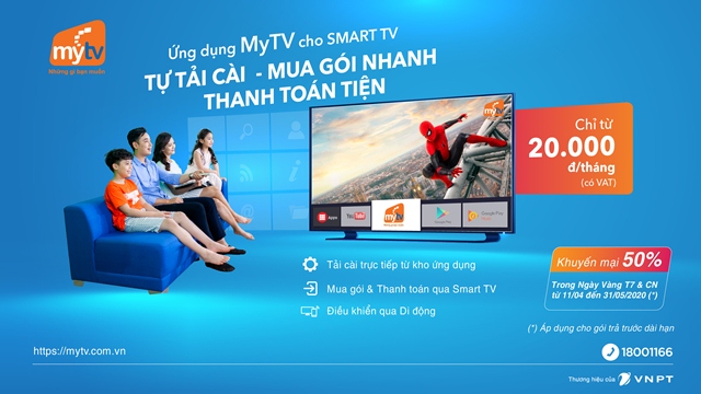 Hỗ trợ khách hàng mùa dịch, MyTV ra mắt tiện ích thanh toán trả trước trực tiếp qua ứng dụng trên Smart TV