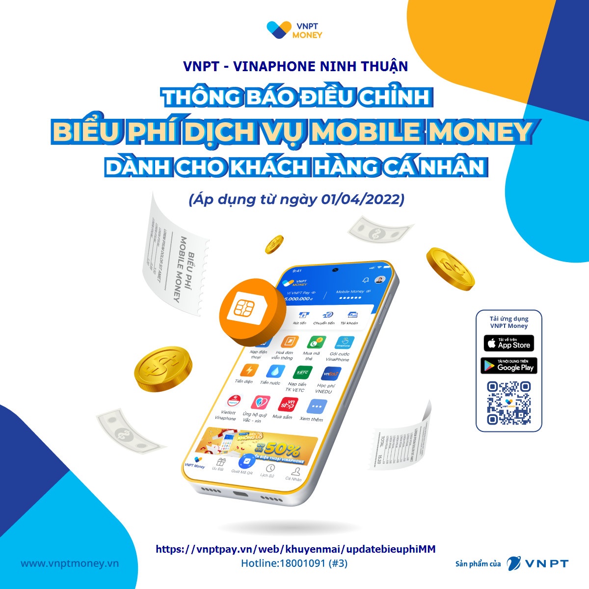 📢 VNPT MONEY - THÔNG BÁO ĐIỀU CHỈNH BIỂU PHÍ DỊCH VỤ MOBILE MONEY DÀNH CHO KHÁCH HÀNG CÁ NHÂN