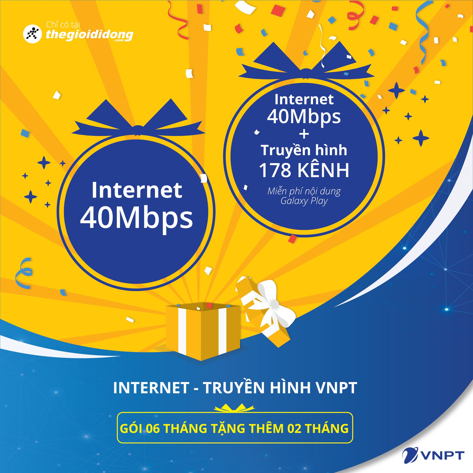 Đến Thế Giới Di Động, lắp Internet - Truyền hình VNPT nhận ngay 2 tháng MIỄN PHÍ!!!