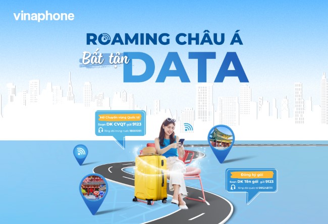 Roaming châu Á không giới hạn Data với loạt gói cước RUx mới của VinaPhone