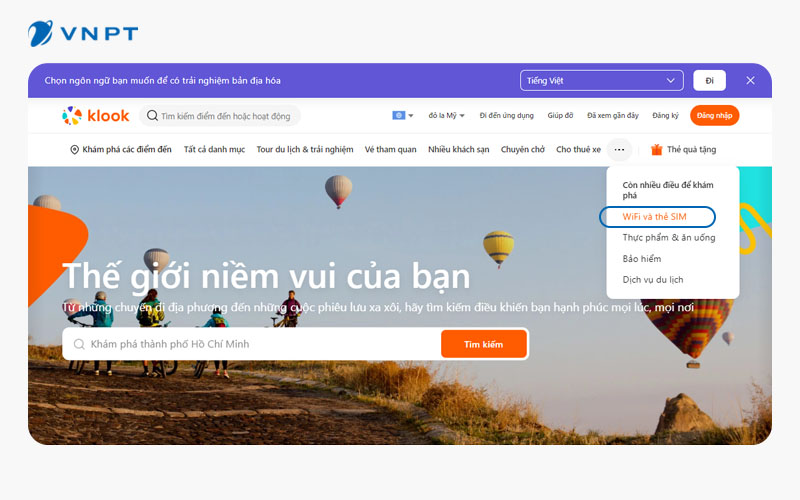 mua sim quốc tế tại việt nam dễ dàng trên Klook
