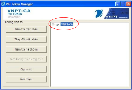 Đăng nhập vào PKI Token Manager và chọn VNPT-CA 