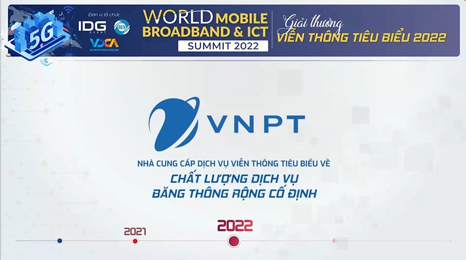 VNPT tiếp tục được vinh danh “Nhà cung cấp dịch vụ Băng thông rộng cố định” tiêu biểu năm 2022