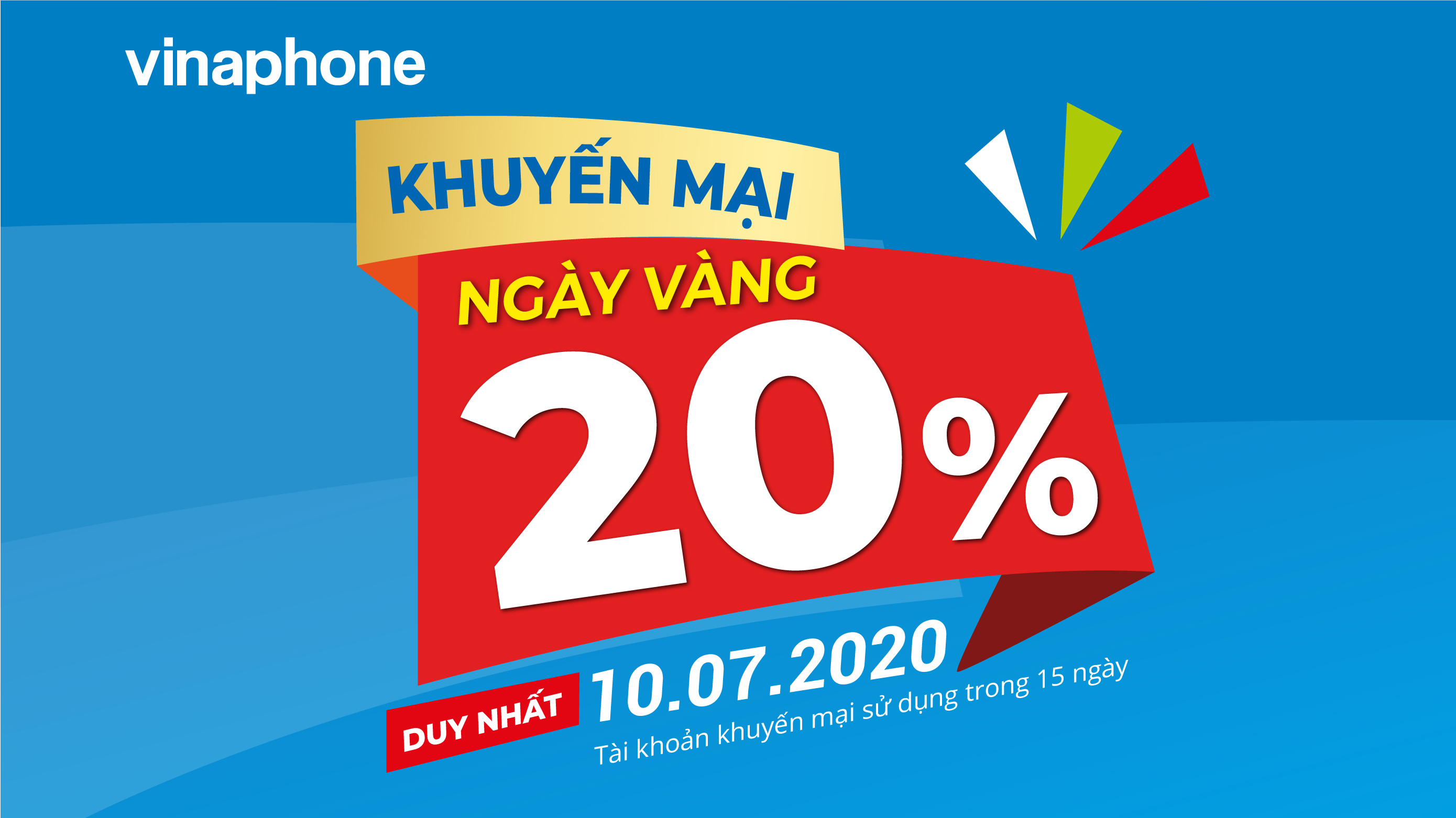 VinaPhone tặng 20% giá trị nạp cho TB trả trước trong Ngày Vàng 10/07/2020
