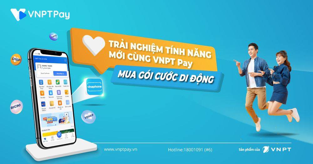 Mua gói Vina - Nghe gọi thả ga - Data thỏa thích cùng VNPT Pay