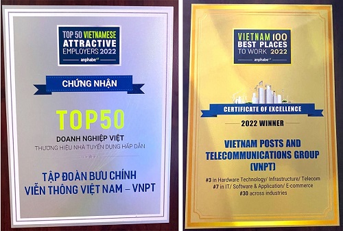 VNPT được vinh danh trong Top đầu Nơi làm việc tốt nhất và Thương hiệu tuyển dụng hấp dẫn 2022