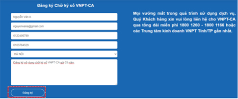 Đăng ký tại website chính thức của VNPT bước 3