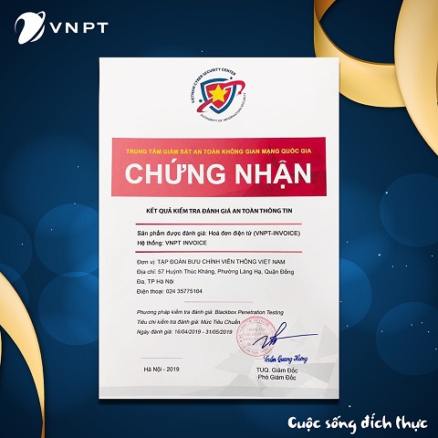 VNPT Invoice đạt chứng nhận về an toàn không gian mạng quốc gia