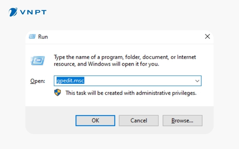 Mở gpedit.msc trong Run