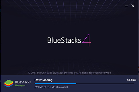 bắt đầu tải bluestacks về máy tính