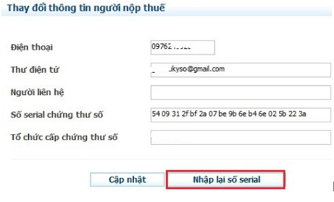 Cập nhật chữ ký số VNPT trên website nhantokhai bước 4
