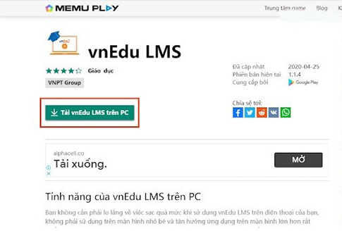 Đăng nhâp phần mềm VnEdu LMS bước 2