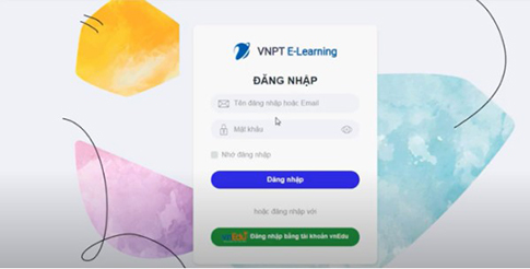 bước 2 đăng nhập phần mềm học trực tuyến VNPT E-Learning trên laptop