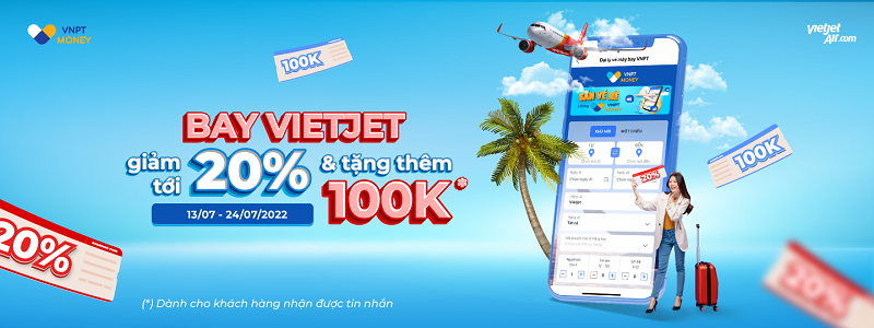 VNPT Money triển khai chương trình giảm 20% khi mua vé bay Vietjet