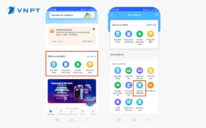 Hướng dẫn đăng ký dịch vụ MultiSIM trên VNPT