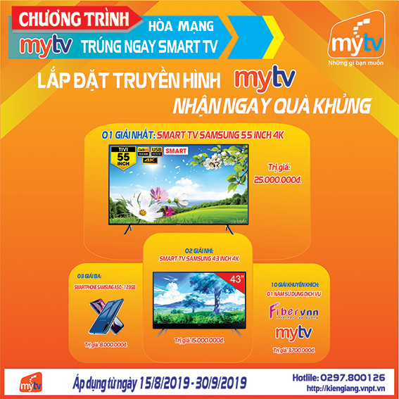 Tổ chức quay số trúng thưởng chương trình khuyến mãi “Hòa mạng MyTV trúng ngay smartTV”