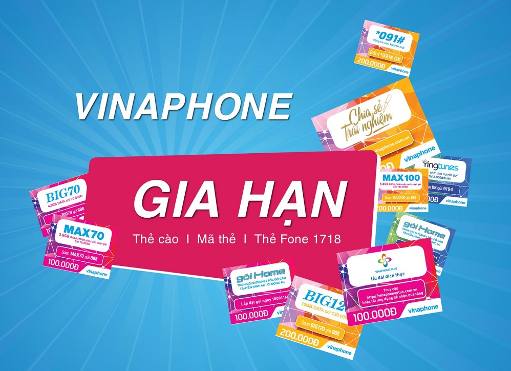 VinaPhone gia hạn sử dụng Thẻ cào, Mã thẻ, Thẻ Fone 1718 năm 2020