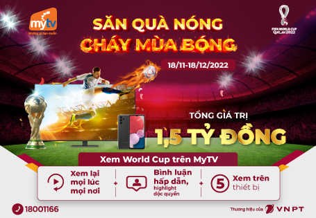 Khởi tranh World Cup 2022TM, MyTV tung ưu đãi “Săn quà nóng - Cháy mùa bóng”