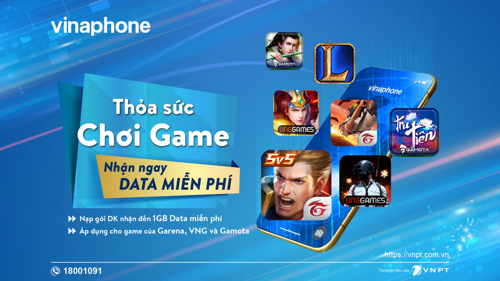 Thỏa sức chơi game, nhận thêm Data miễn phí khi nạp gói DK của VinaPhone