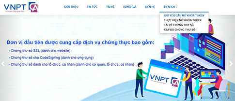 Truy cập website VNPT CA để lấy lại mật khẩu chữ ký số VNPT bị mất