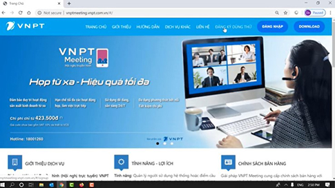 Truy cập wesite và đăng ký dùng thử VNPT Meeting