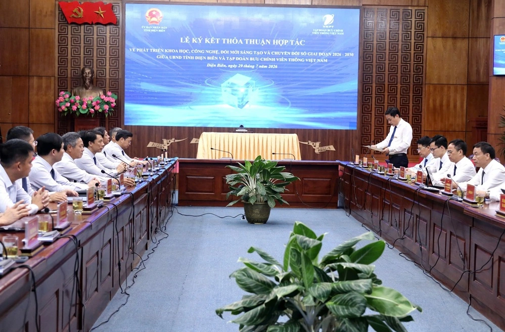 Toàn cảnh buổi Lễ ký kết hợp tác giữa Tập đoàn VNPT và UBND tỉnh Điện Biên giai đoạn 2026 - 2030