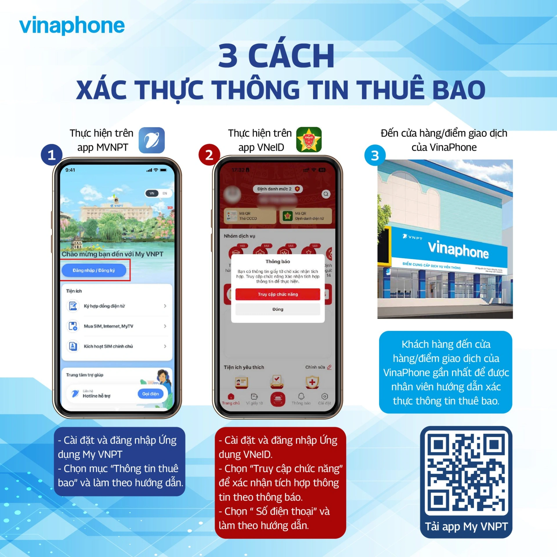 03 cách xác thực thông tin thuê bao