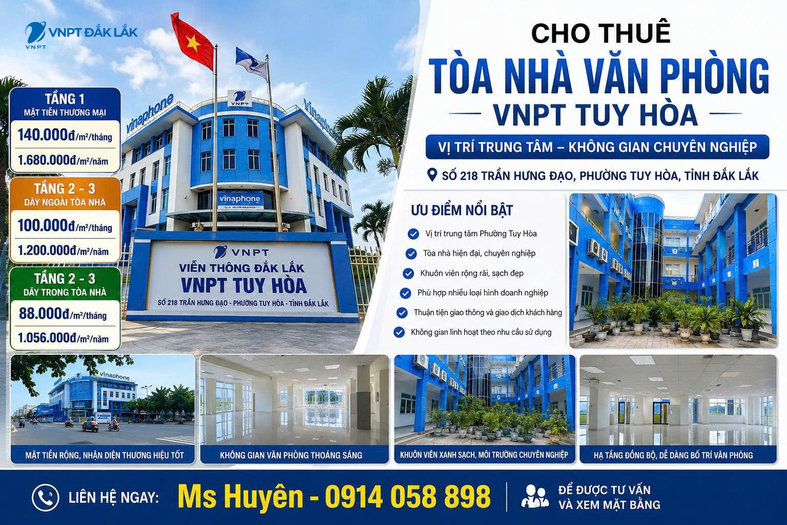 CHO THUÊ TÒA NHÀ VĂN PHÒNG VNPT TUY HÒA